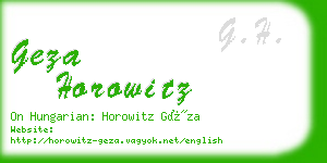 geza horowitz business card